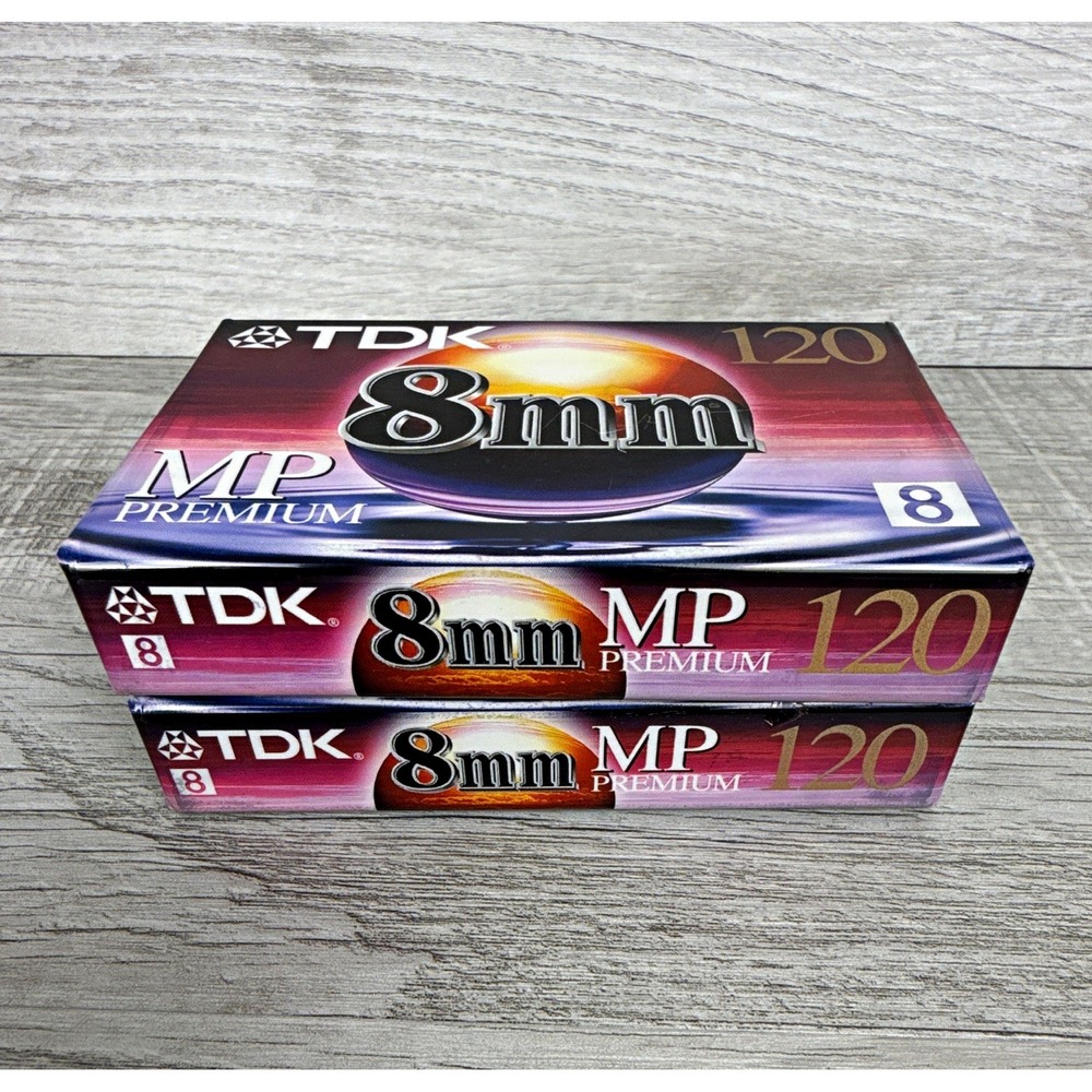 TDK MP Premium 8mm 120 Min Camcorder Video Tapes Lot 2 Sealed P6-120MP